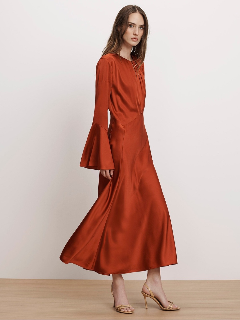 Veronica Beard Ezri Midi Carnelian Red Silk A-Line Dress - 6